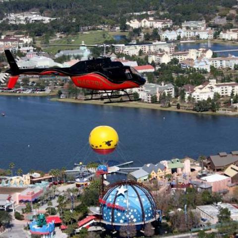 helicopter flying over typhoon lagoon